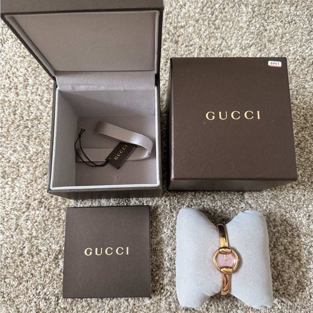 Gucci Gold and Pink Luxury Watch